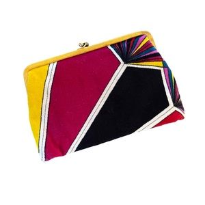 Vintage 1960s Emilio Pucci by Jana velvet kisslock bag pouch. Psychedelic print.